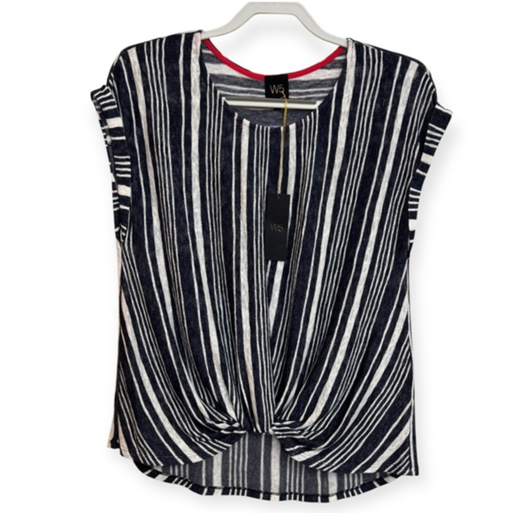 Boho: Anthro: W5 Navy and White Striped Blouse Size M *248‎